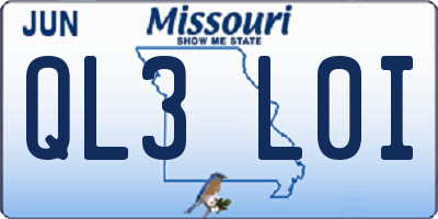 MO license plate QL3L0I