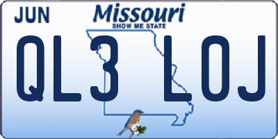 MO license plate QL3L0J