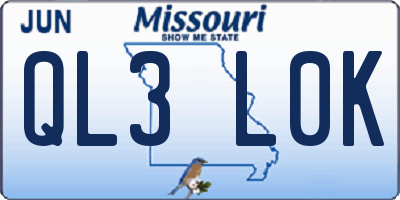 MO license plate QL3L0K