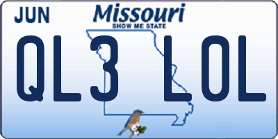 MO license plate QL3L0L
