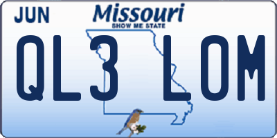 MO license plate QL3L0M