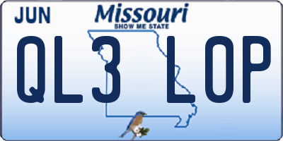 MO license plate QL3L0P