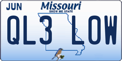 MO license plate QL3L0W