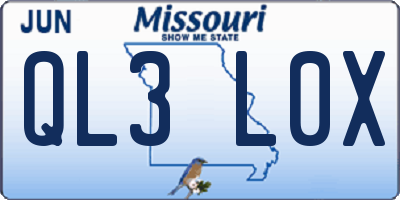 MO license plate QL3L0X