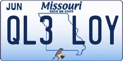 MO license plate QL3L0Y