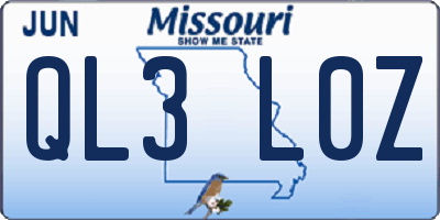 MO license plate QL3L0Z