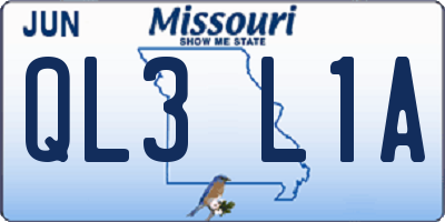 MO license plate QL3L1A
