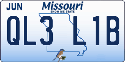 MO license plate QL3L1B