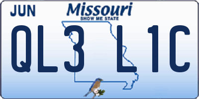 MO license plate QL3L1C