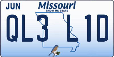 MO license plate QL3L1D