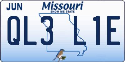MO license plate QL3L1E