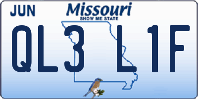 MO license plate QL3L1F