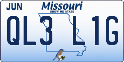 MO license plate QL3L1G