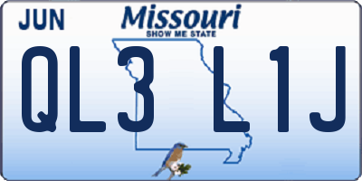 MO license plate QL3L1J