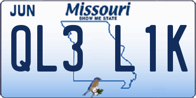MO license plate QL3L1K