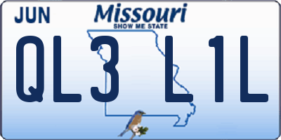 MO license plate QL3L1L