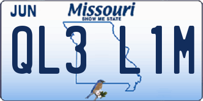 MO license plate QL3L1M