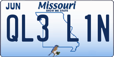 MO license plate QL3L1N