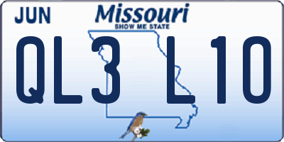 MO license plate QL3L1O