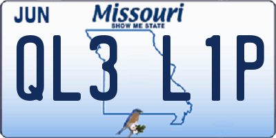 MO license plate QL3L1P