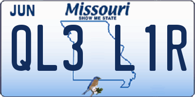 MO license plate QL3L1R