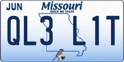 MO license plate QL3L1T