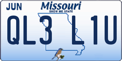 MO license plate QL3L1U