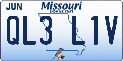MO license plate QL3L1V