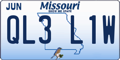 MO license plate QL3L1W
