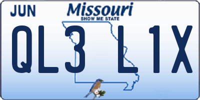 MO license plate QL3L1X