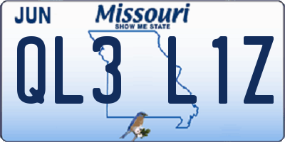 MO license plate QL3L1Z