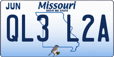 MO license plate QL3L2A