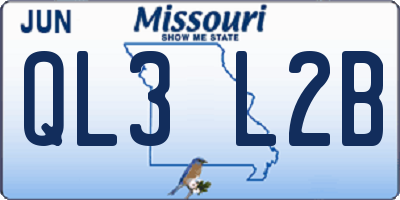 MO license plate QL3L2B