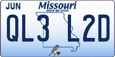 MO license plate QL3L2D