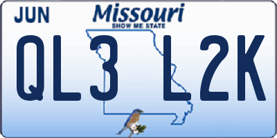 MO license plate QL3L2K