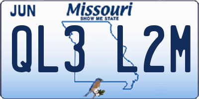 MO license plate QL3L2M