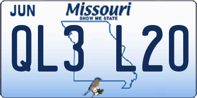 MO license plate QL3L2O