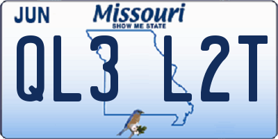 MO license plate QL3L2T