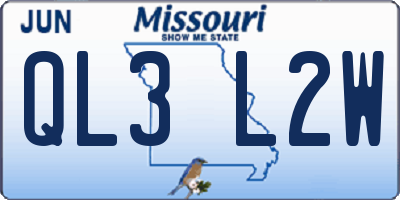 MO license plate QL3L2W