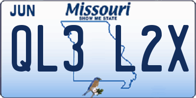 MO license plate QL3L2X