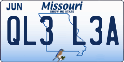 MO license plate QL3L3A