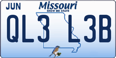 MO license plate QL3L3B