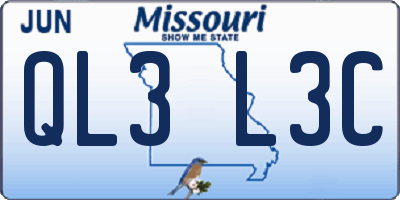 MO license plate QL3L3C