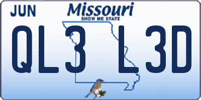 MO license plate QL3L3D