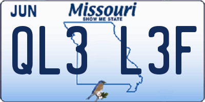 MO license plate QL3L3F