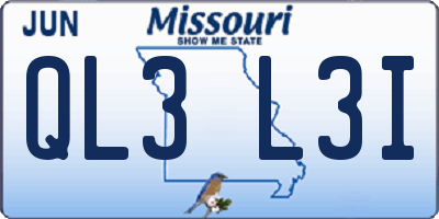 MO license plate QL3L3I
