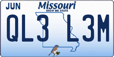 MO license plate QL3L3M