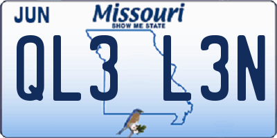 MO license plate QL3L3N