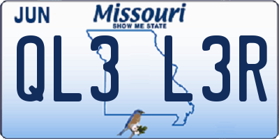 MO license plate QL3L3R