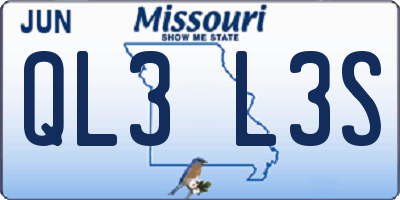 MO license plate QL3L3S